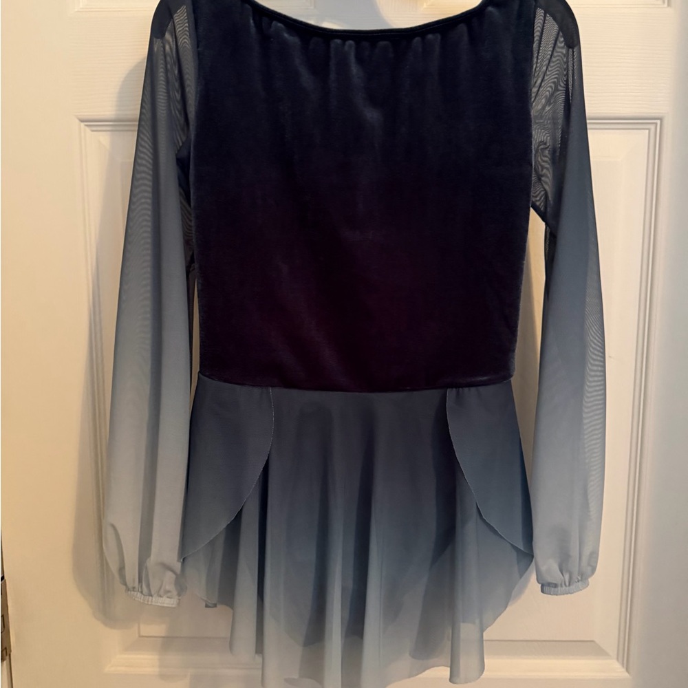 Weissman I’m Yours -Velvet & Mesh Long-Sleeve Dance Top - Blue/green XLC